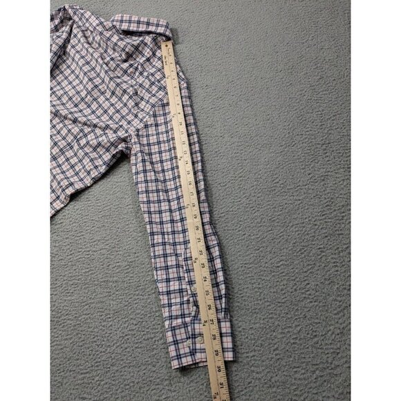 Mizzen and Main Shirt Mens Large Trim Monaco Dress Blue Red Plaid Performance - Picture 8 of 11